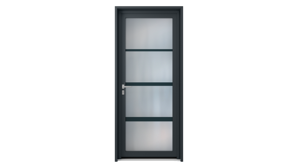 Porte d'entrée parclosé gamme lumière SAMPI Porte d'entrée avec lignes horizontales gris anthracite